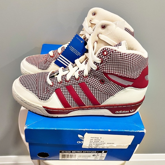 RARE NWT Adidas Metro Attitude Red Houndstooth sz 7.5 Mens / 9 Womens Sneakers - Picture 6 of 13